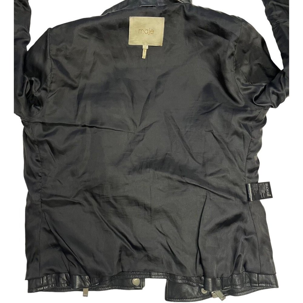 Maje Biker Moto Zip Jacket Black Lamb Leather Size 38 - Picture 10 of 16